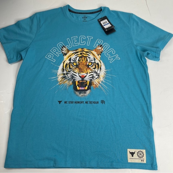 UNDER Armour Project Rock T-Shirt We Stay Hungry We Devour Size XL NWT - Picture 1 of 12